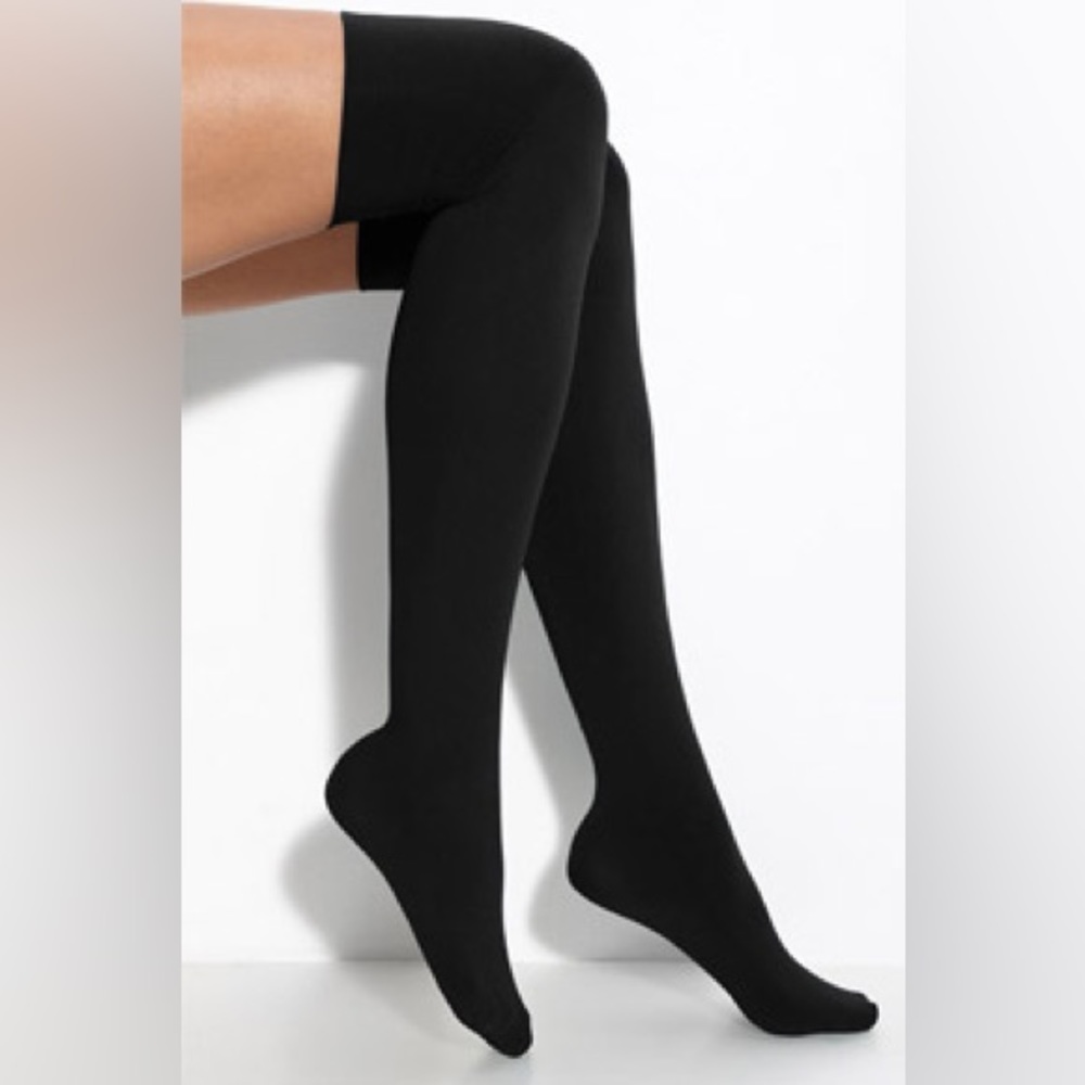HUE MICROFIBER OVER THE KNEE BOOT LINERS SOCKS BLACK OS NWT